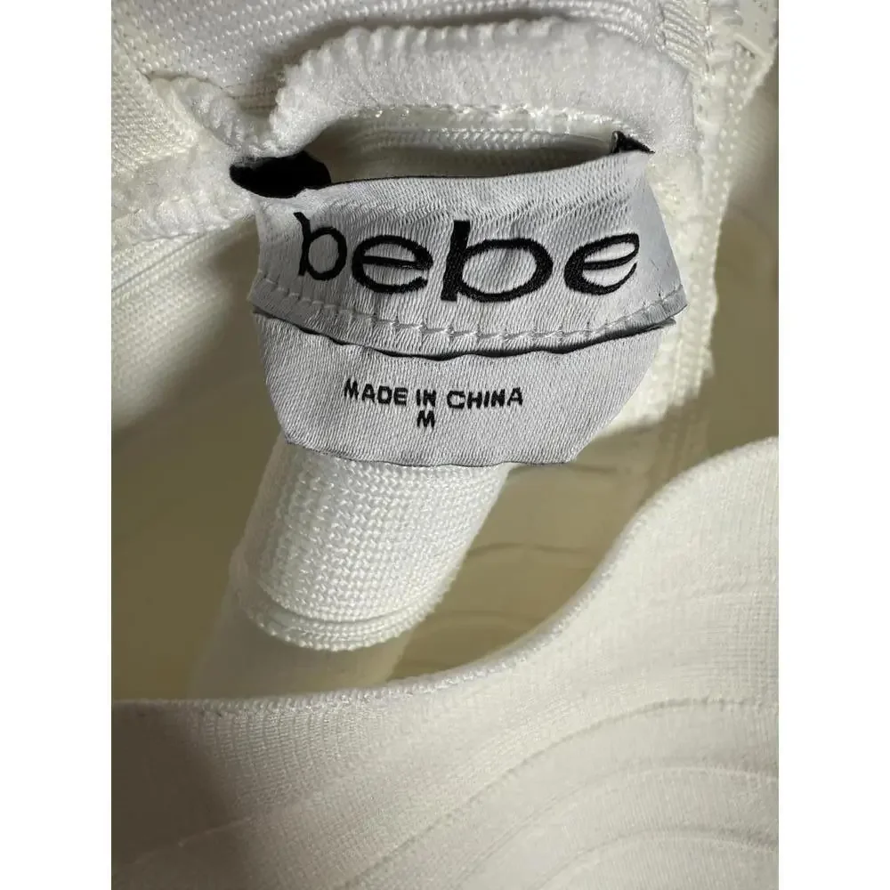 NWT Bebe Bandage Square neck White Mini Dress Size M